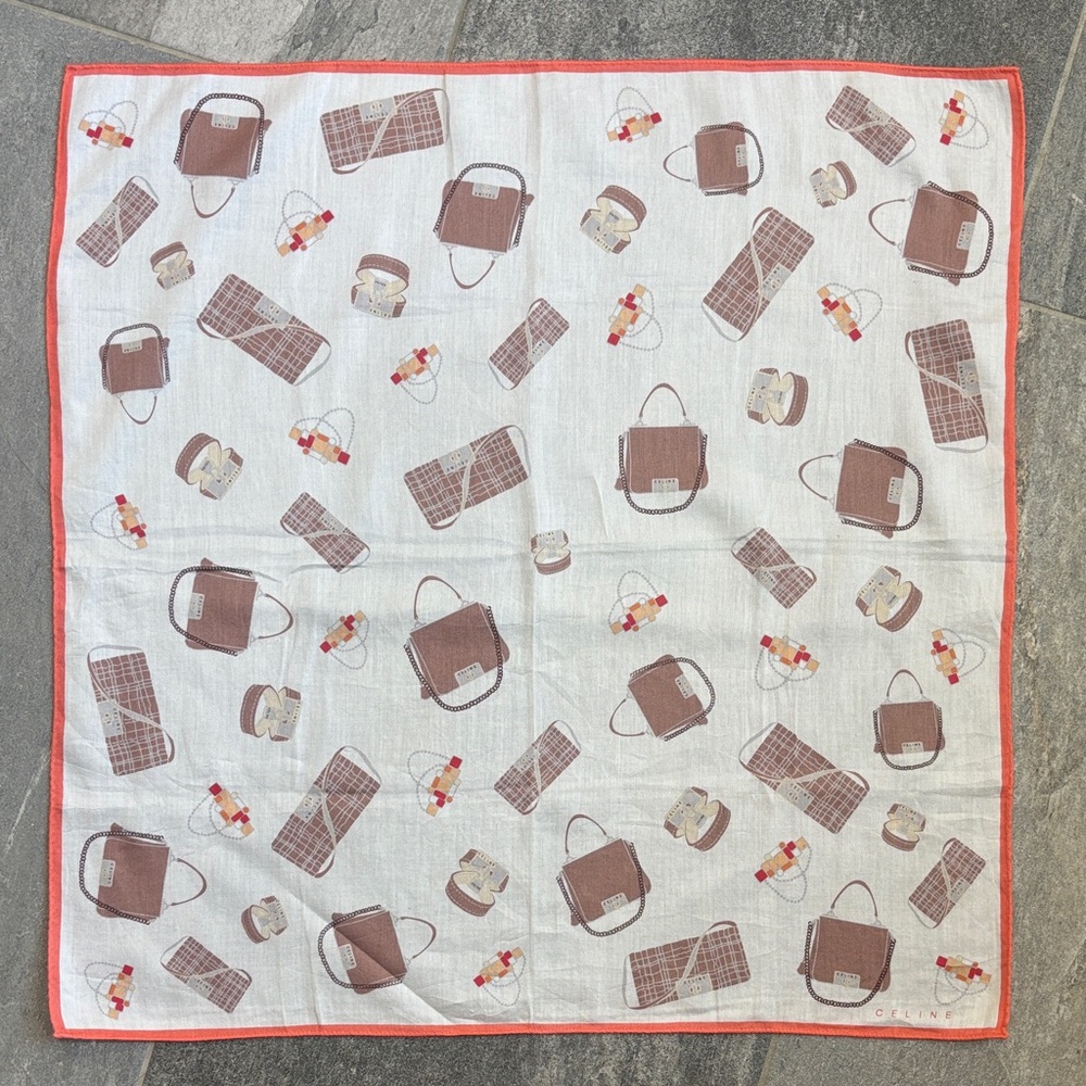 Celine Brown and White Patterned Scarf